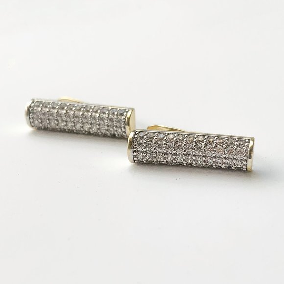 Dianty Crystal Bar Earrings Rhinestone Minimalist - Picture 3 of 8